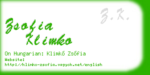 zsofia klimko business card