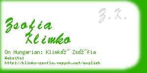 zsofia klimko business card